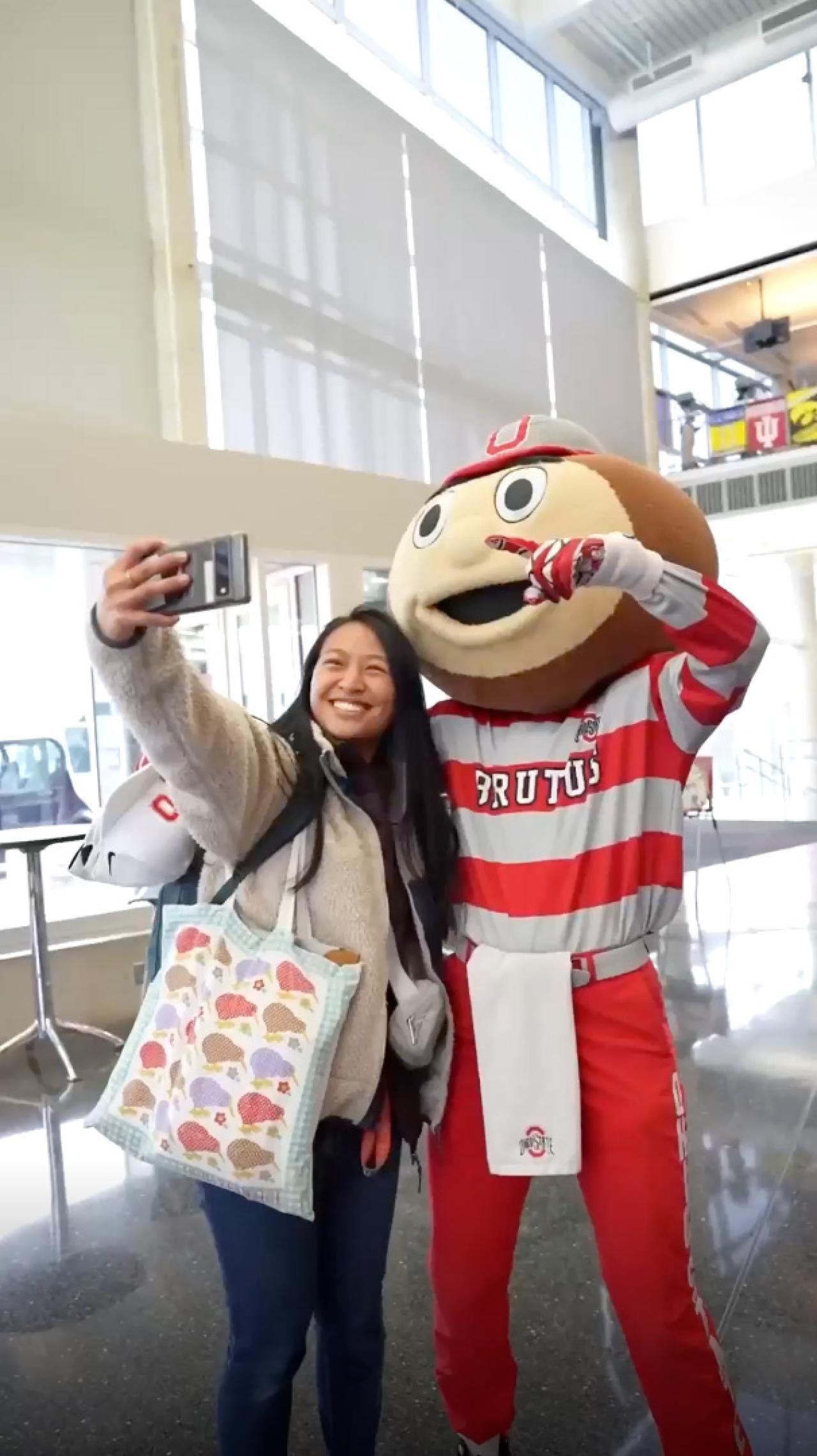 Woman taking selfie with Brutus