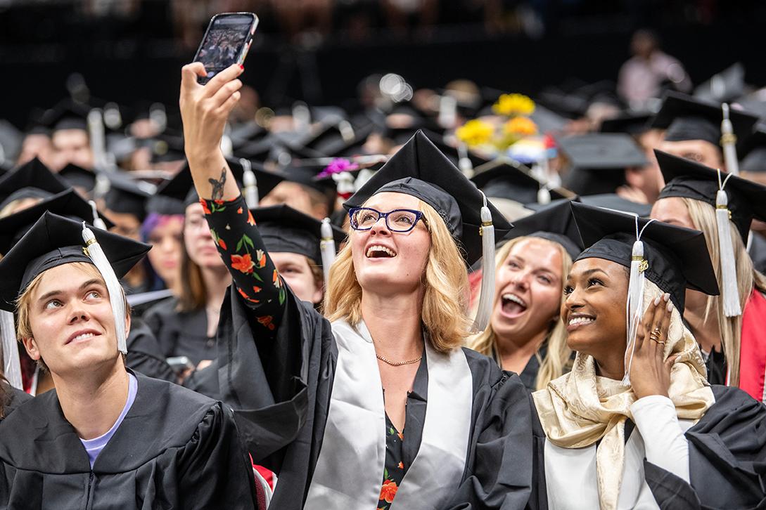 Graduates at commencement