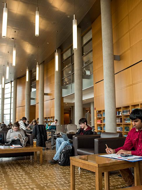 Students studying in Thompson Library