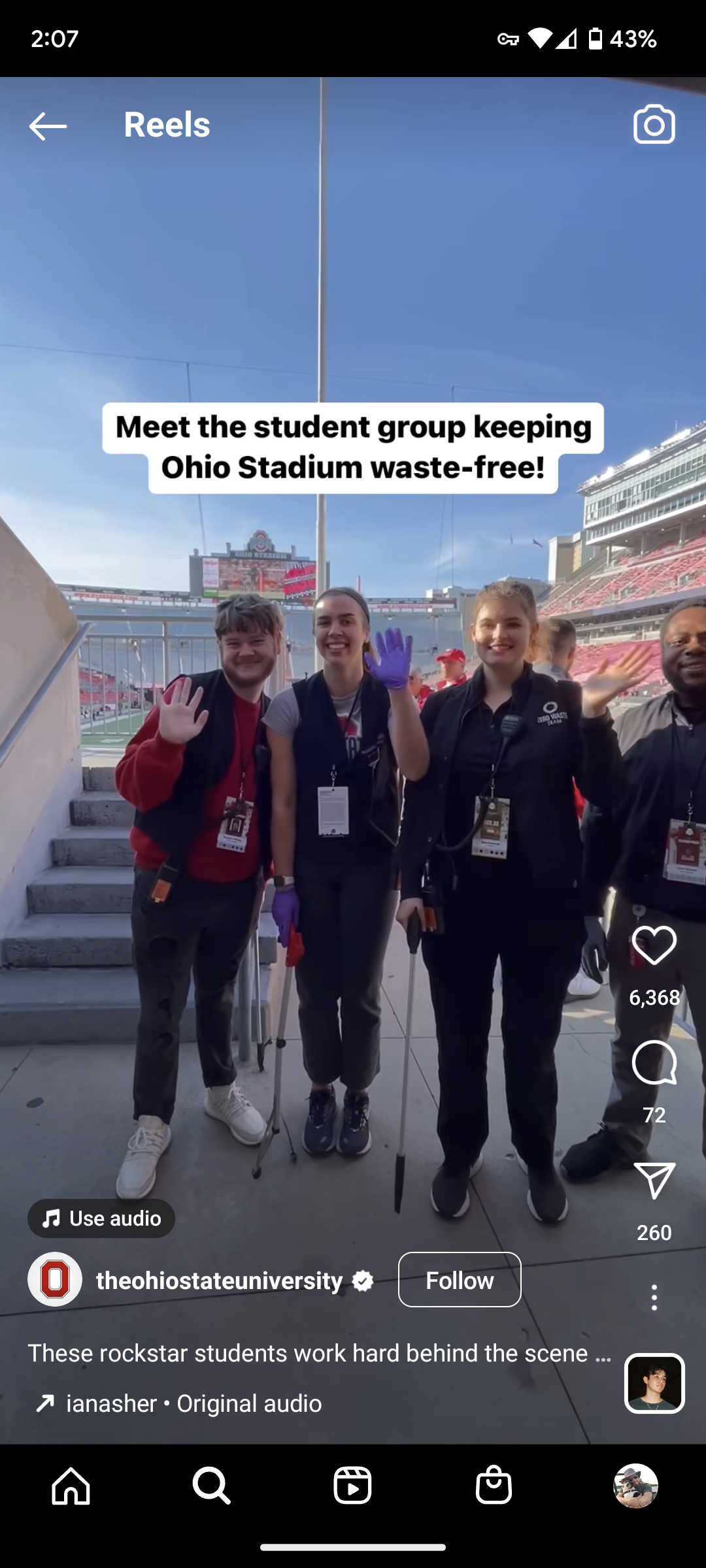 Screenshot of Instagram reel of Zero Waste