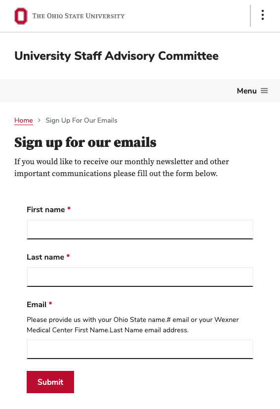 Sample SFMC subscription web form