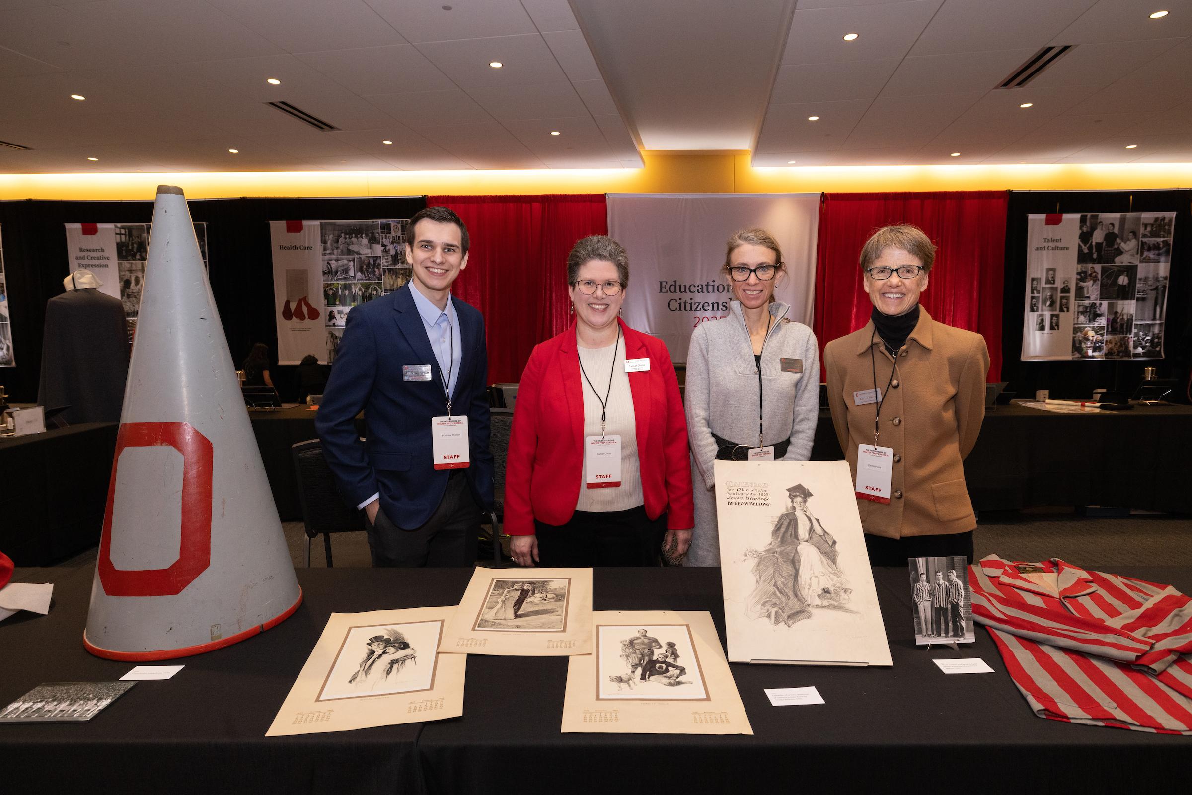 Team presenting the archive Ohio State University items