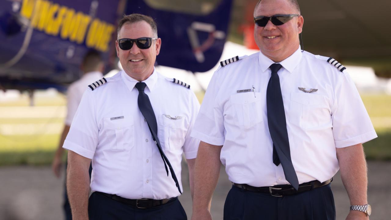 Erbs and Hissem are two of only 11 blimp pilots for Goodyear Tire & Rubber Company