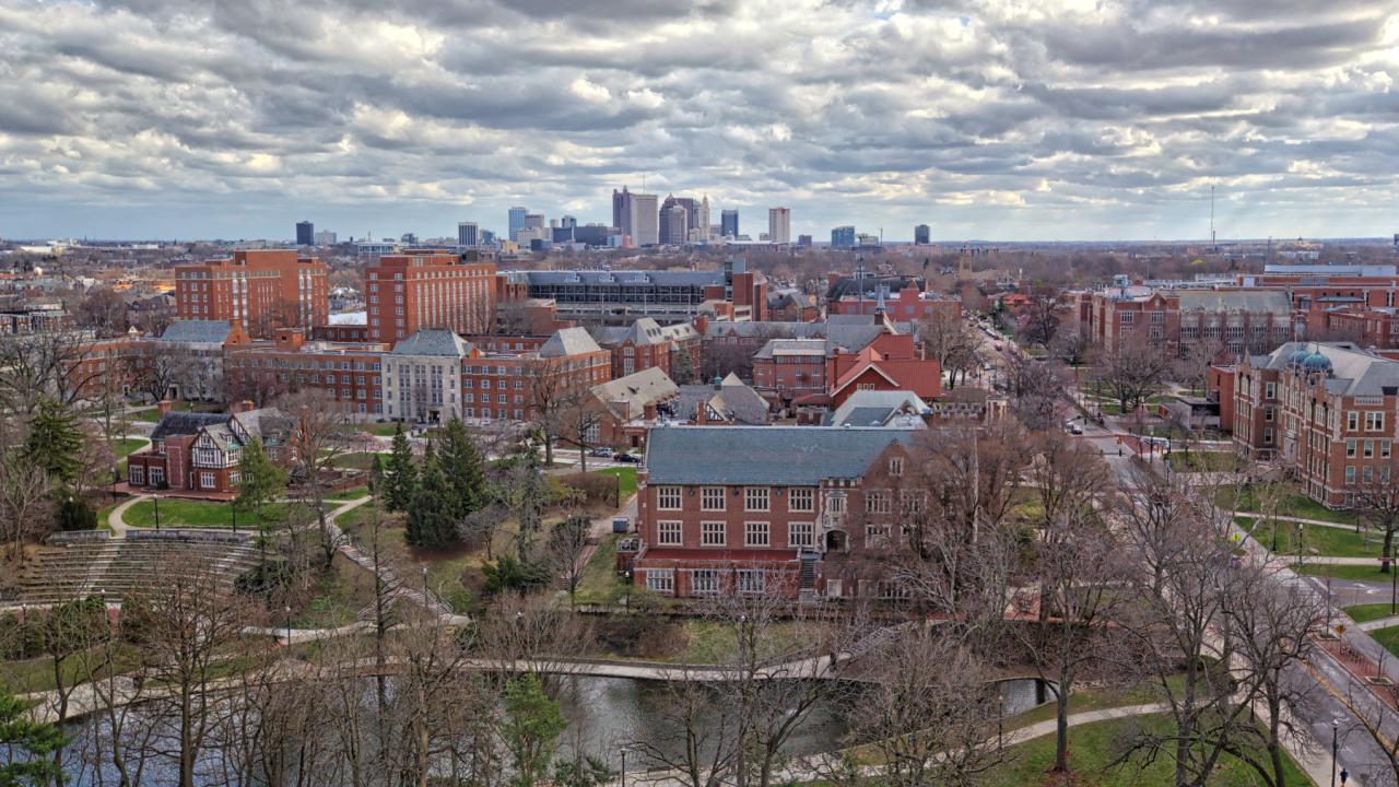 Ohio State campus and the Columbus skyline in the background. Photo: Getty Images